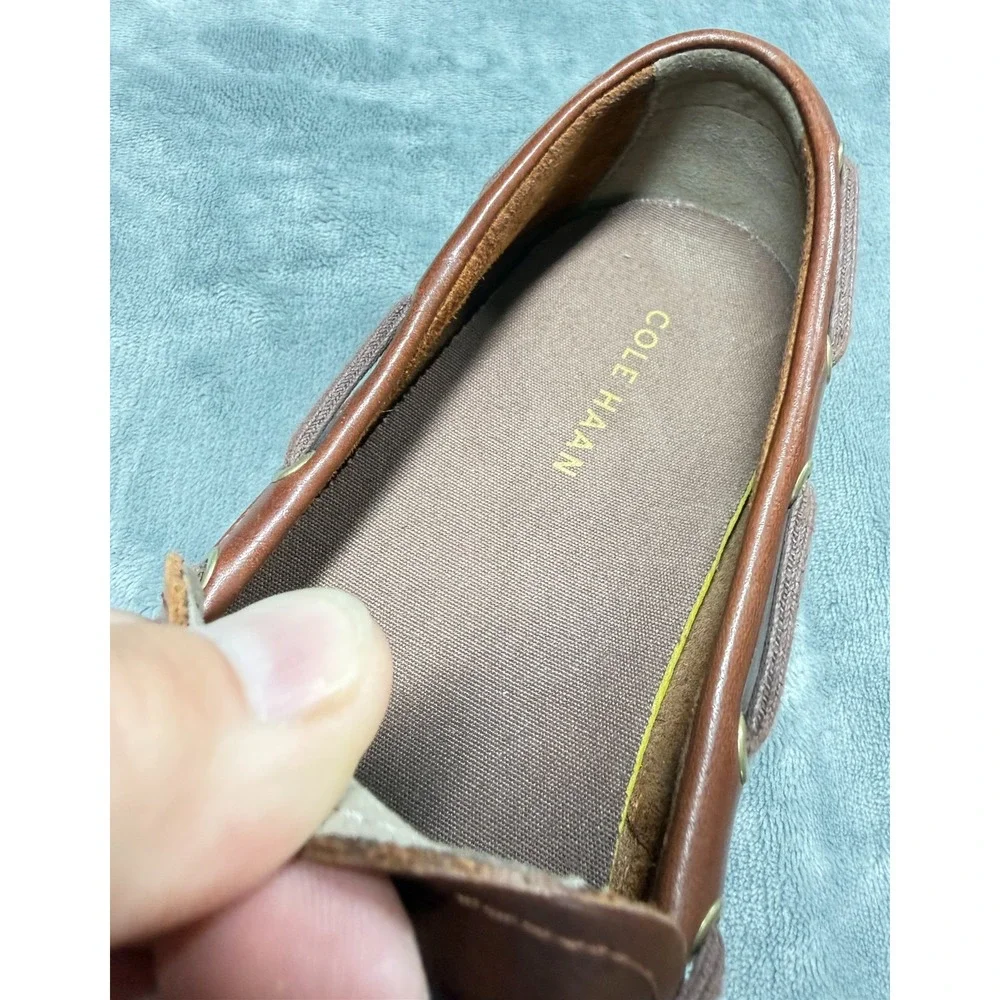 Cole Haan Boat Shoes Mens 10M Brown Leather Lace Up Deck Casual